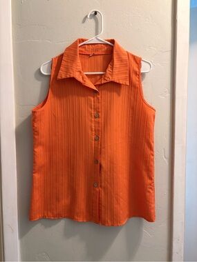 Women's Sleeveless Button-Front Blouse - Orange